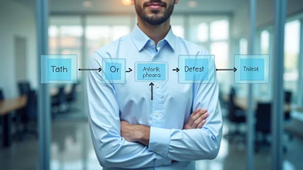Diagrama de flujo de un proceso empresarial dibujado en una pizarra